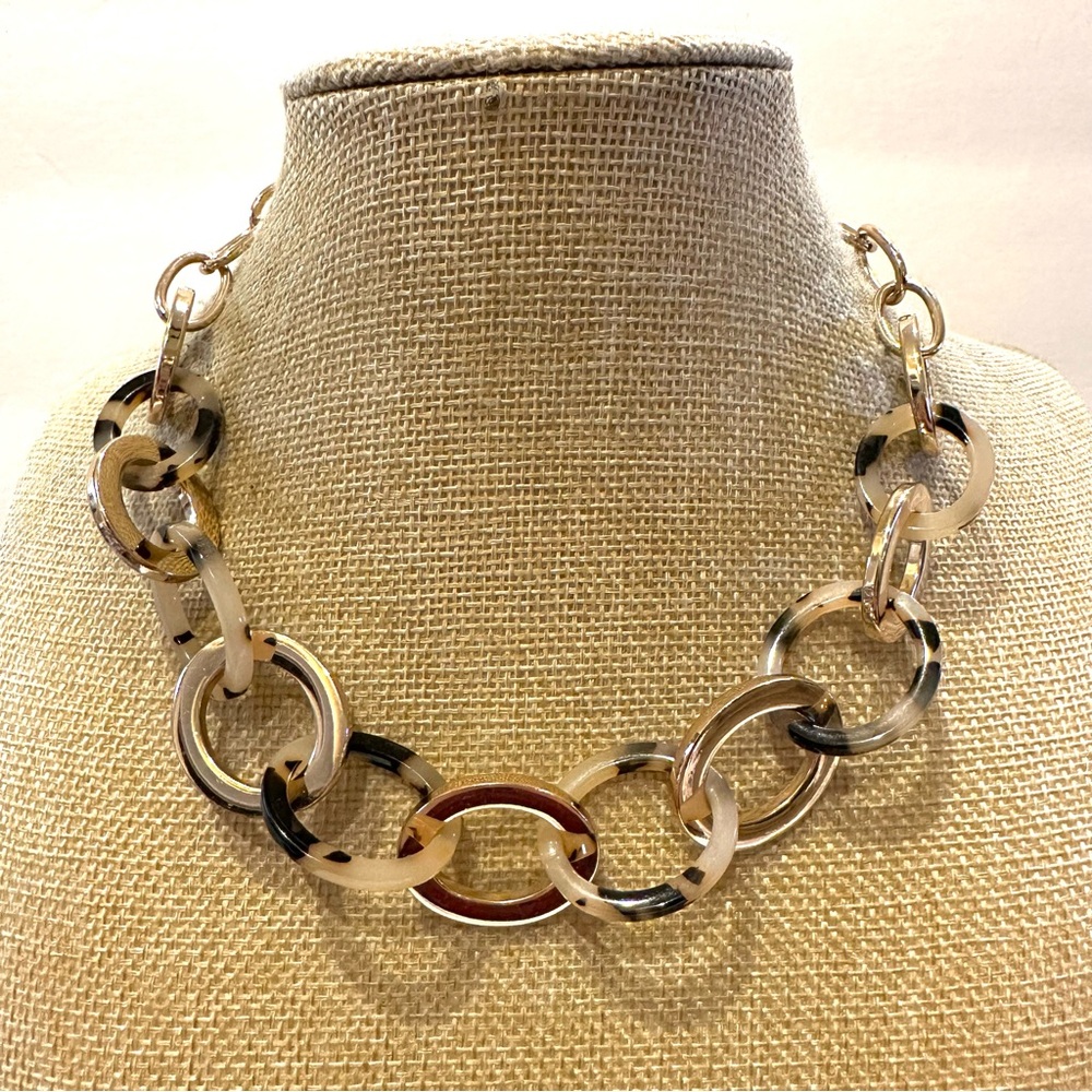 Banana Republic Statement Necklace gold tone w/ faux tortoise links